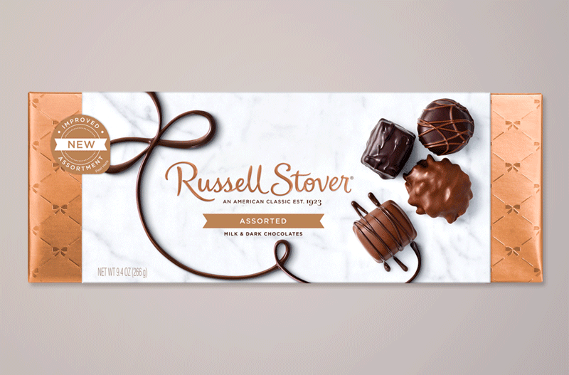 Russell Stover new copper packaging