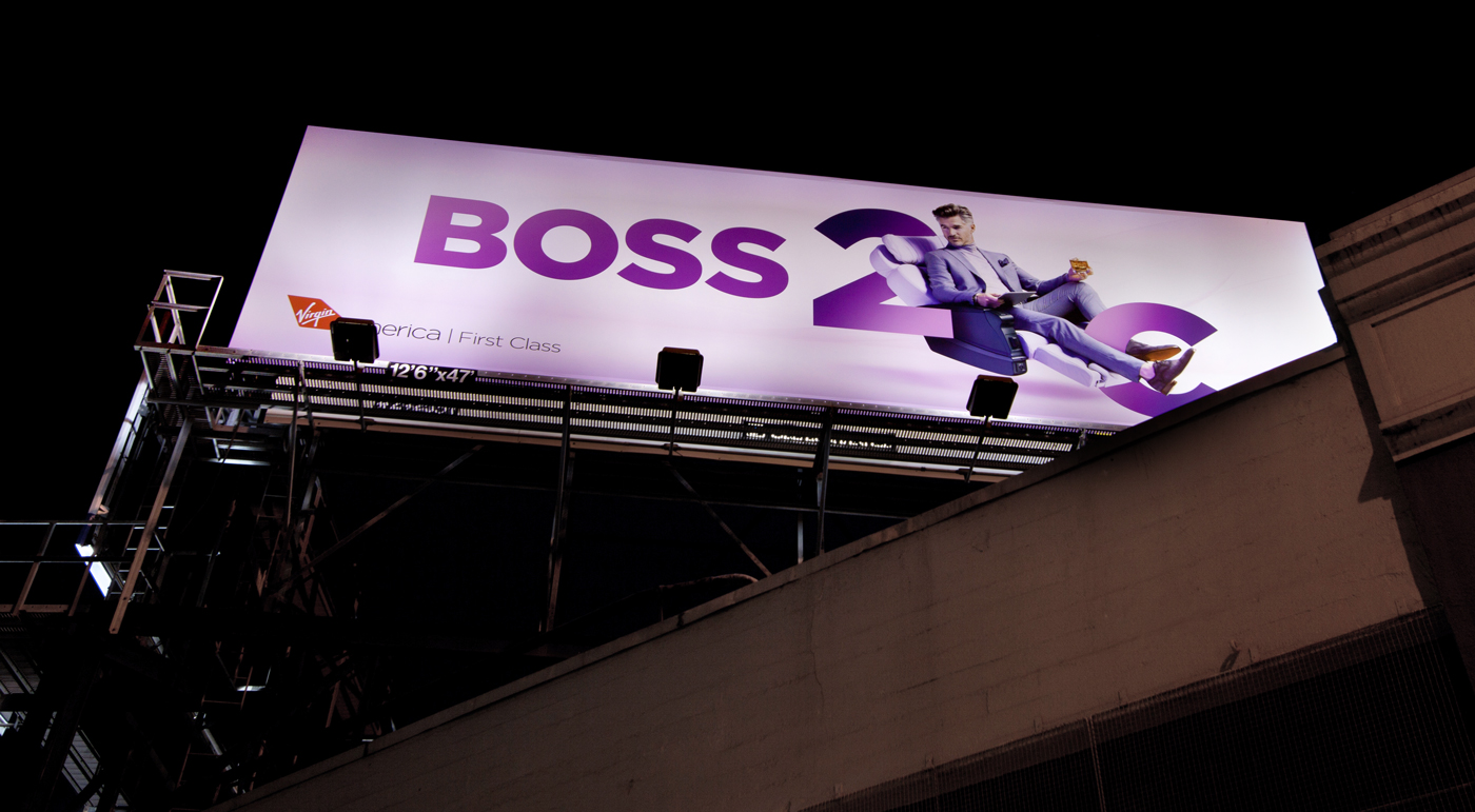 Virgin America OOH billboard ad that says boss 2c