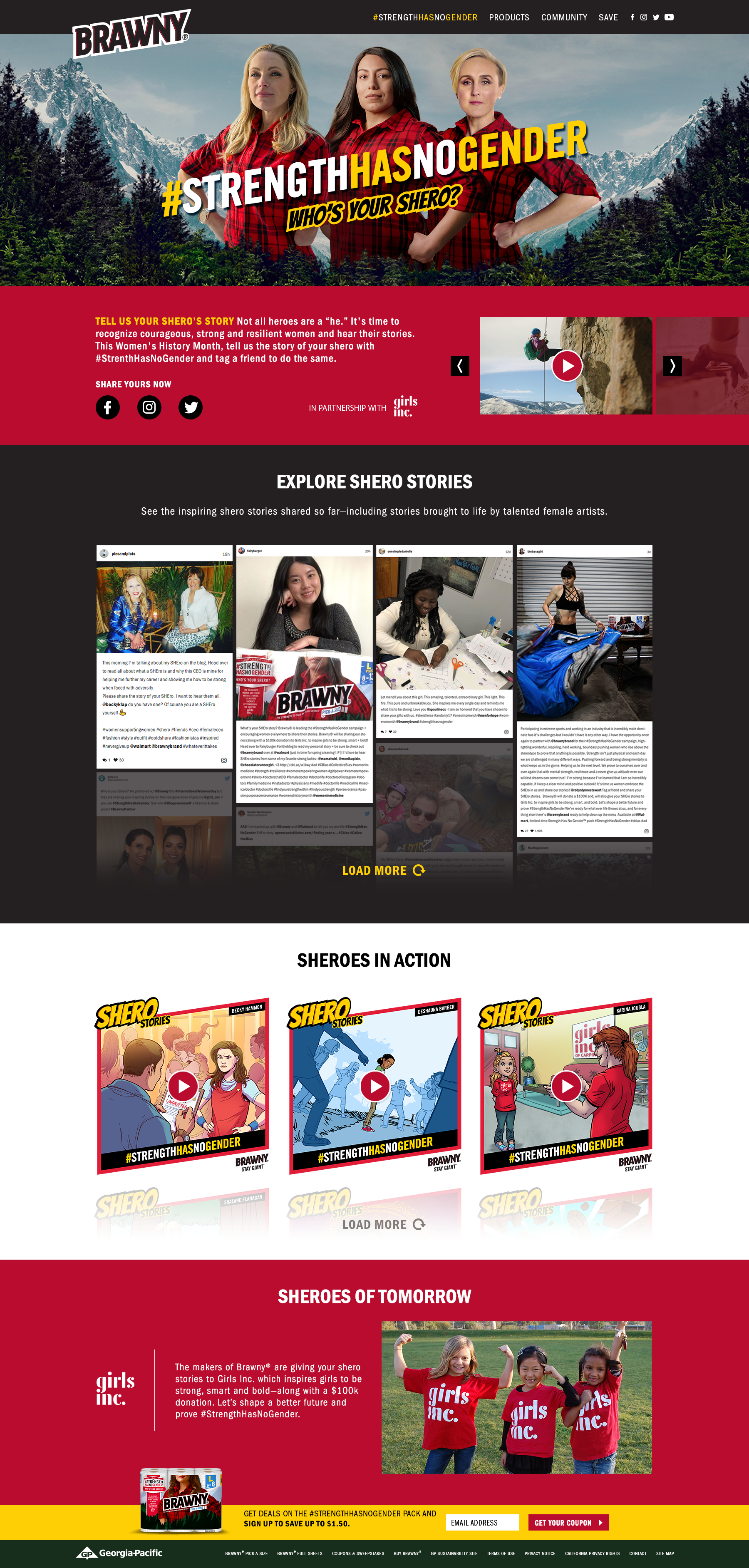 Brawny strengthhasnogender shero web landing page design by Silky Szeto