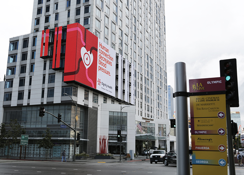 Dignity Health digital OOH billboard at the Marriott LA Live by Silky Szeto