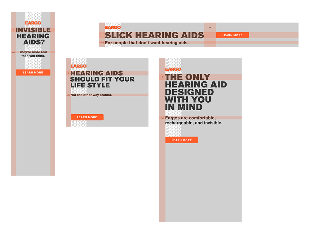 Eargo web banner design guidelines process by Silky Szeto