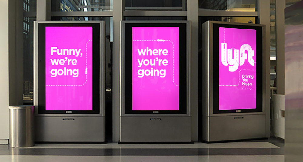 Lyft Metra digital ad in Chicago at the train station